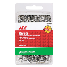 Remaches En Aluminio 1/8" x Rango 1/16-1/8 x 100 Unid