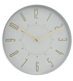 Reloj De Pared Blanco Números Dorados 31.5Cm