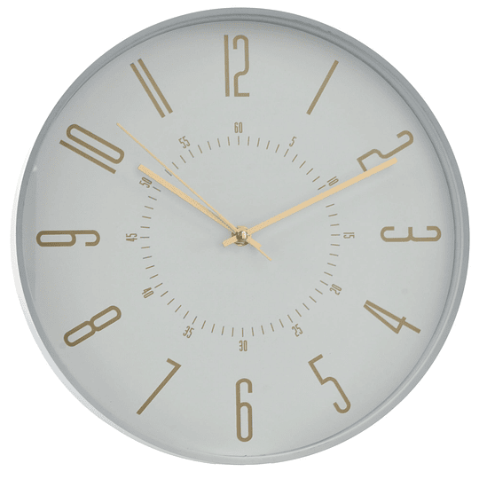 Reloj De Pared Blanco Números Dorados 31.5Cm