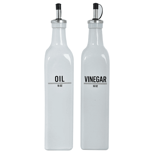 Aceitero/Vinagrero Blanco Con Tapa Surtido 16Oz