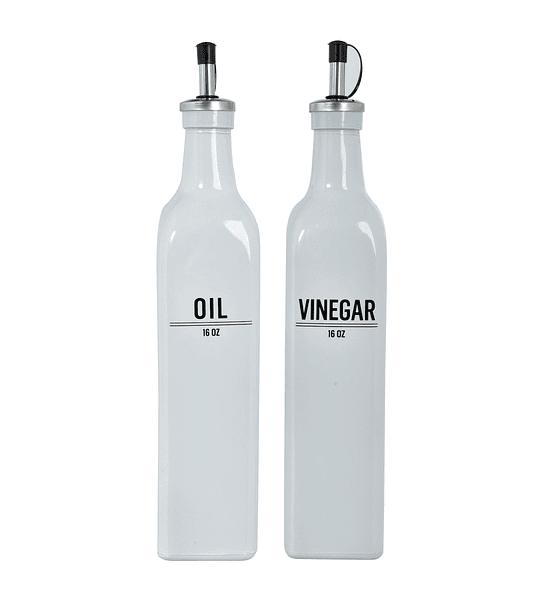 Aceitero/Vinagrero Blanco Con Tapa Surtido 16Oz