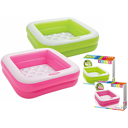 Piscina Inflable Cuadrada Doble Anillo De 86 X 86 X 25 Cm