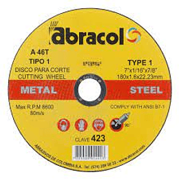 Disco Corte Metal 7 x 1/16 Abracol - Inox
