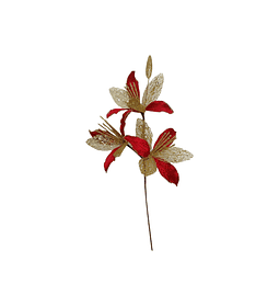 Flor Artificial Navideña Rojo/Dorado