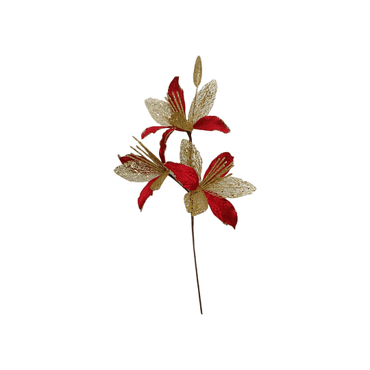 Flor Artificial Navideña Rojo/Dorado
