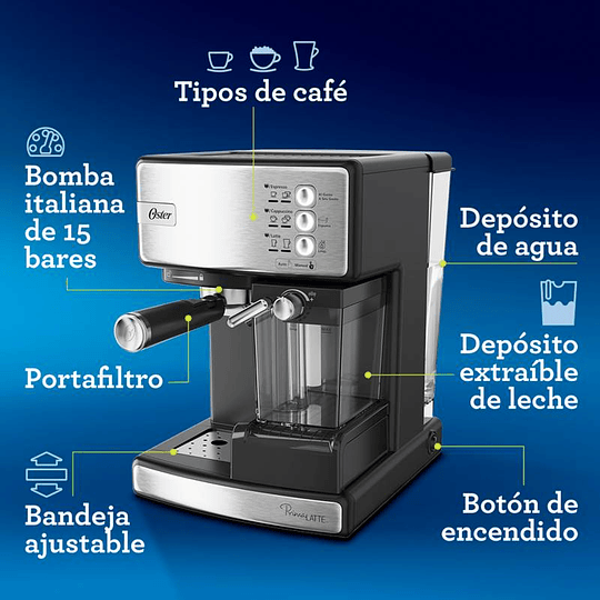 Cafetera Automática De Espreso Plateada Oster Prima Latte 