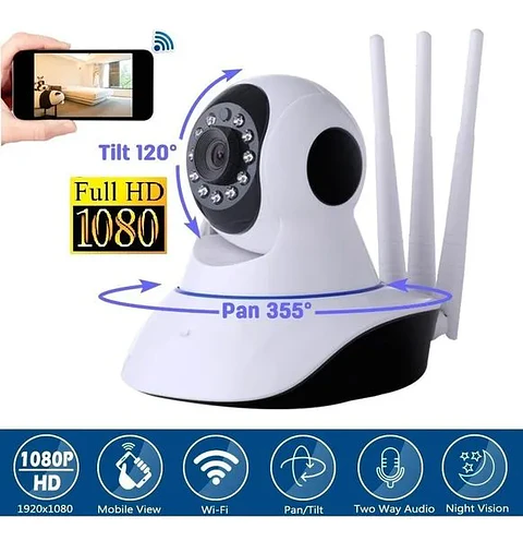 Cámara Robótica De Seguridad Wifi 3 Antenas Visión Nocturna 