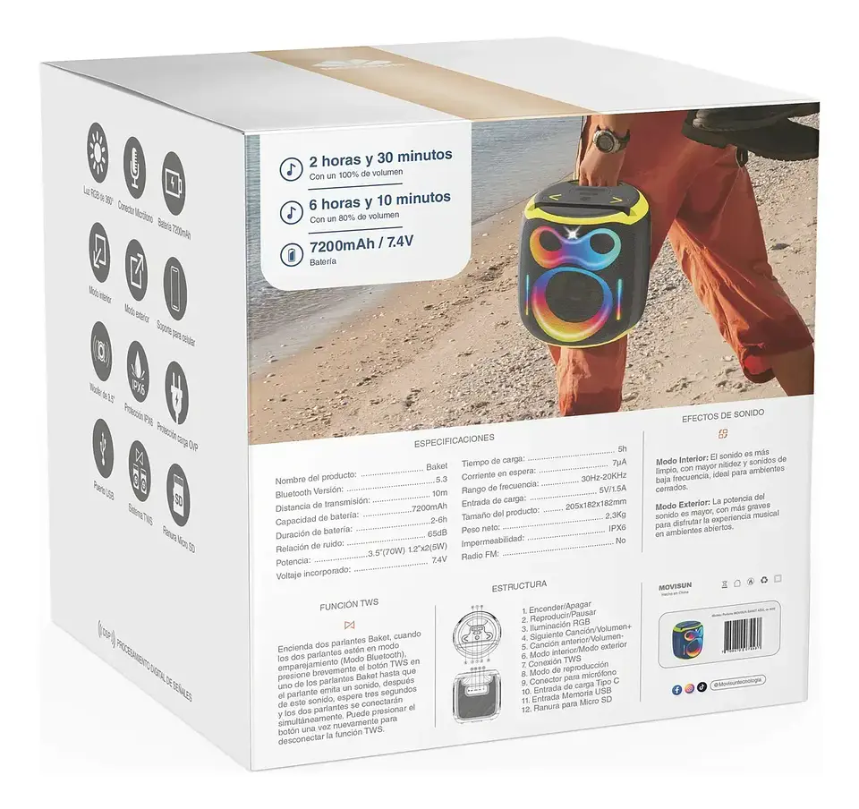 Parlante Movisun Baket 80w 2