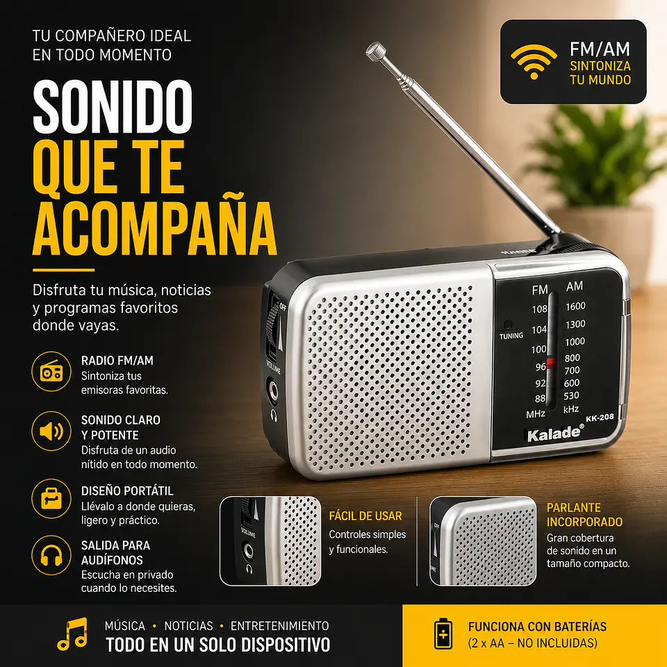 Radio Portatil Fm Am De Alta Sensibilidad A Pilas Aa 3