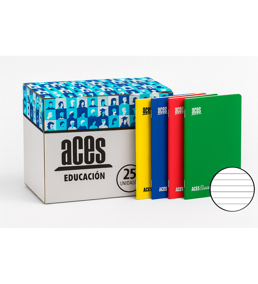 Caja Cuaderno Triple Renglón ACES Deluxe - 25 Und.