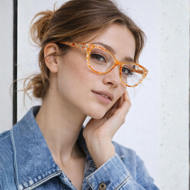 Elara Yellow Marble – Lentes de Lectura Cat-Eye para Mujer con Filtro Azul 2