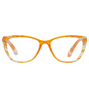 Elara Yellow Marble – Lentes de Lectura Cat-Eye para Mujer con Filtro Azul