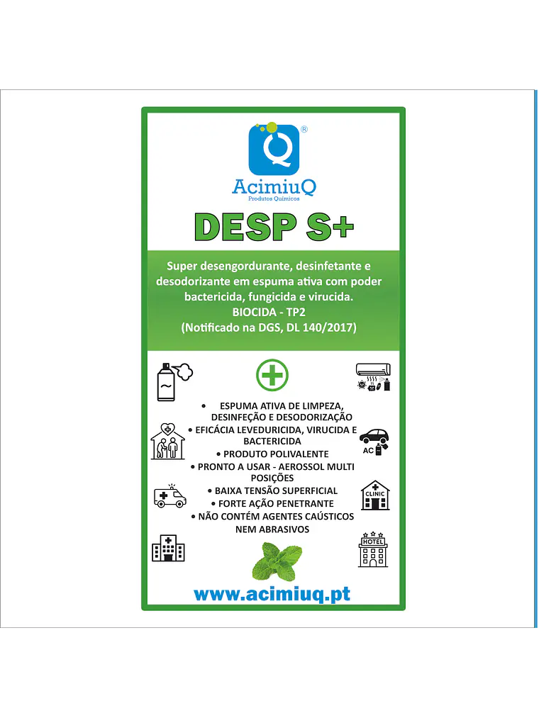 DESP S + - Super desengordurante, desinfetante e desodorizante em espuma ativa 1