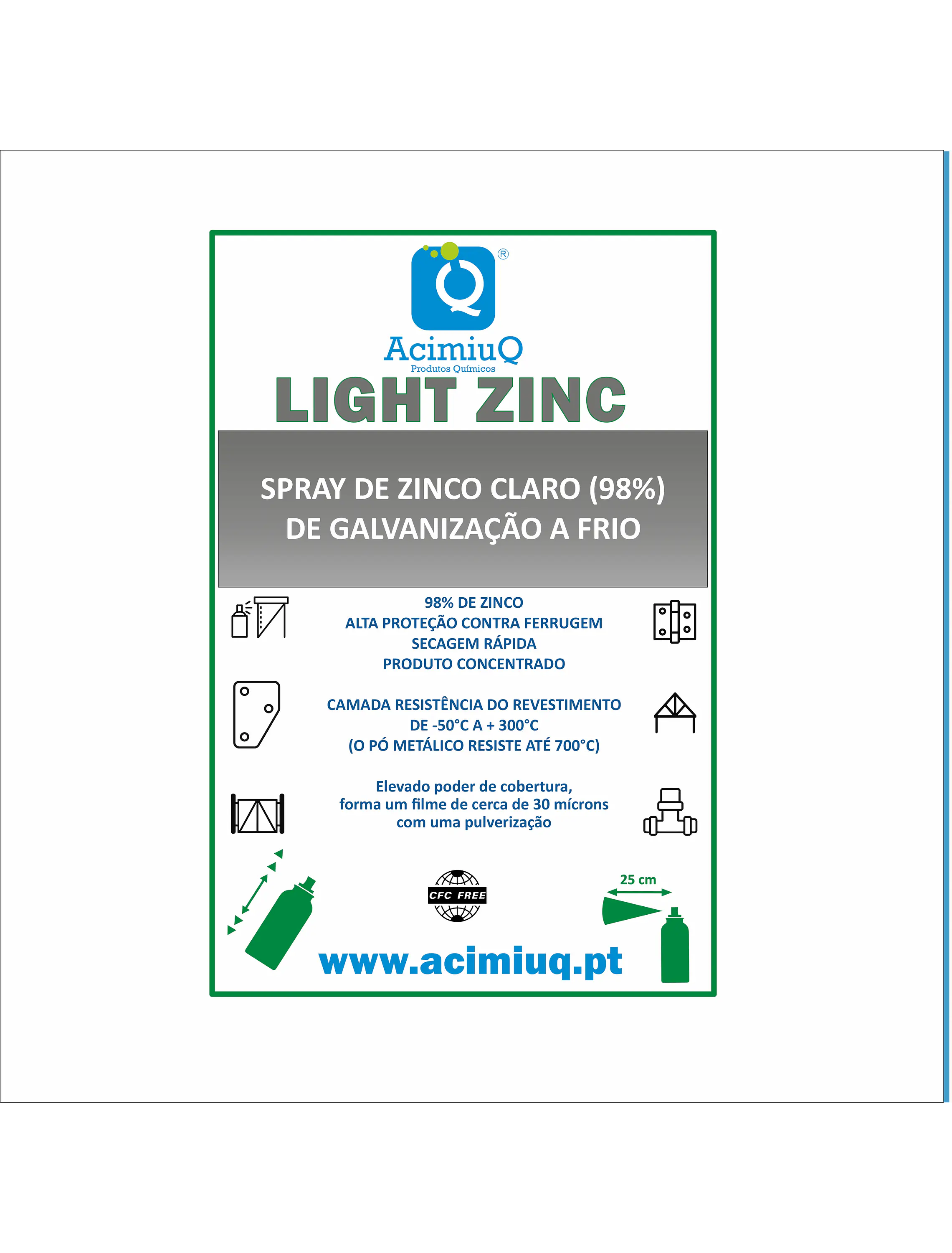 LIGHTZINC - Spray de zinco claro (98%) de galvanização a frio  1