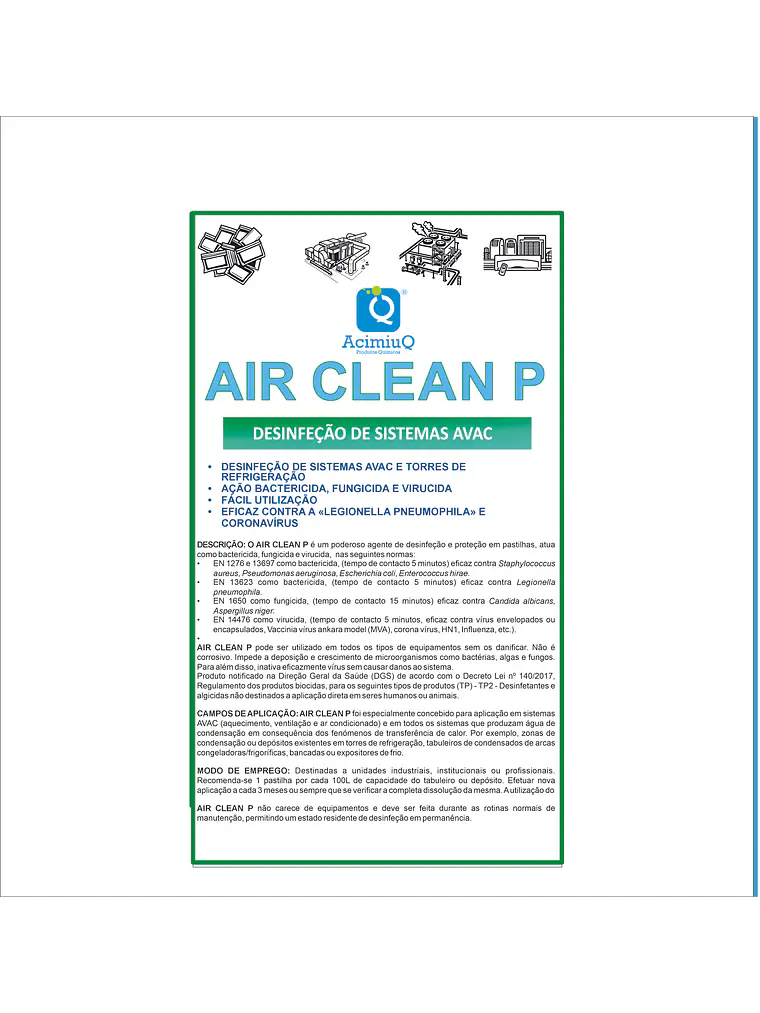 AIR CLEAN P - DESINFEÇÃO SISTEMAS AVAC 1