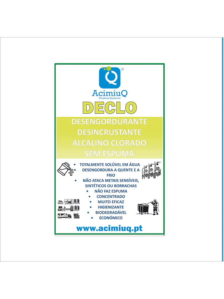 DECLO - Desengordurante, desincrustante,  alcalino clorado, sem espuma 1