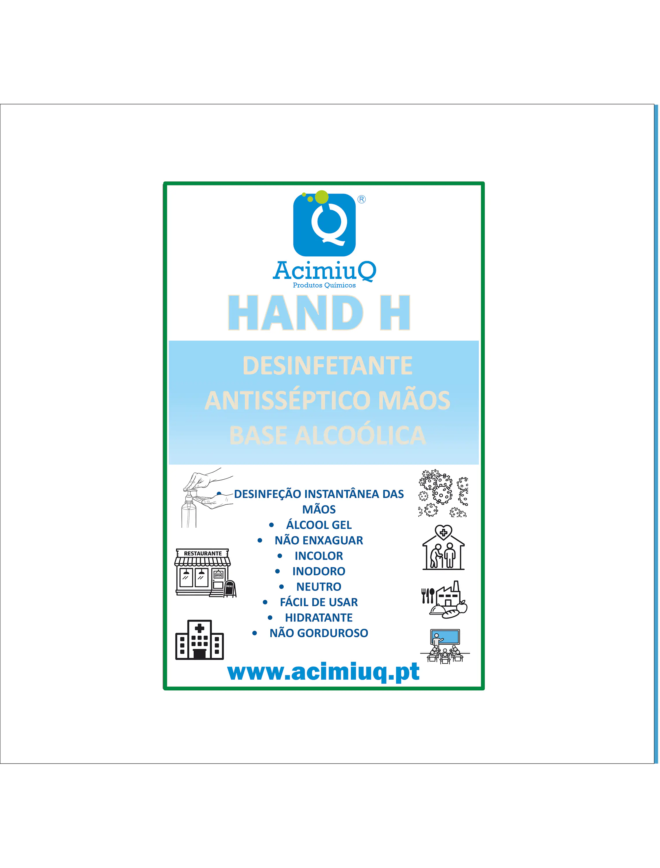 HAND H - Desinfetante antisséptico mãos base alcoólica 1