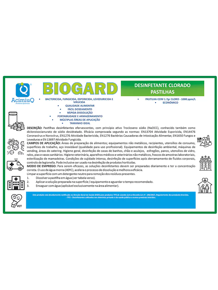 BIOGARD - Desinfetante Clorado Pastilas 1