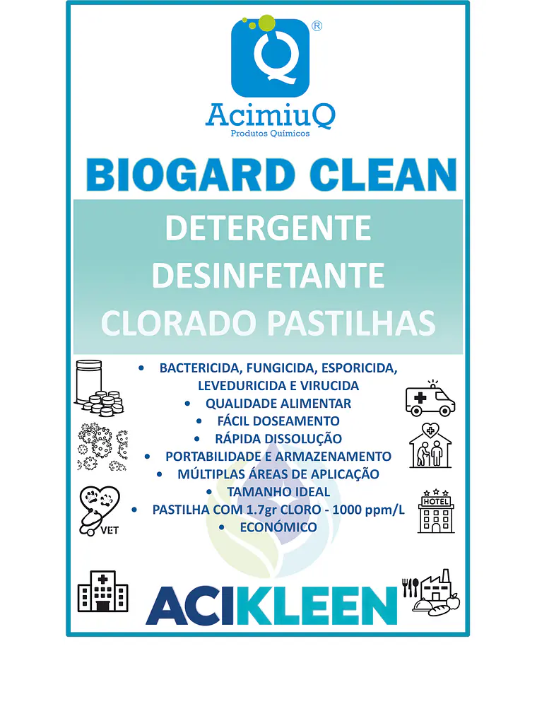 BIOGARD CLEAN - Detergente Desinfetante Clorado Pastilhas 1