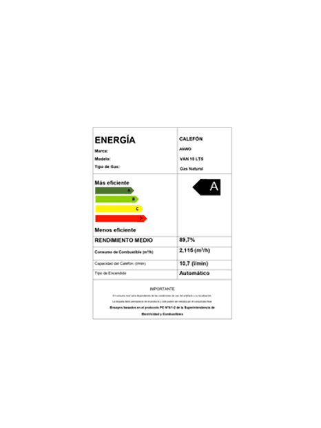 CALEFON MURAL ANWO 24 L/M HITECH HYDRO 42 TIRO FORZADO LPG 2