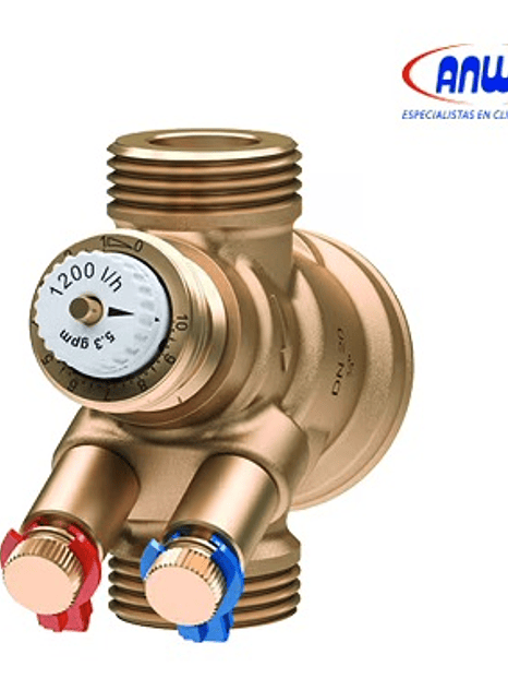 VÁLVULA DE EQUILIBRIO HIDRÁULICO AB-QM 4.0 CON TOMAS DE PRESIÓN, DN15, 60-600 L/H, G ¾ 1