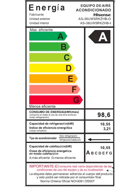 Hisense Inverter 36.000 Btu Hivida R32 3