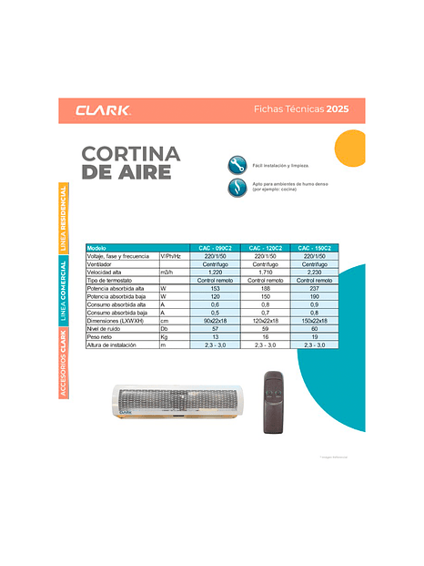 Cortina de aire frio 120 Cm. Clark 2