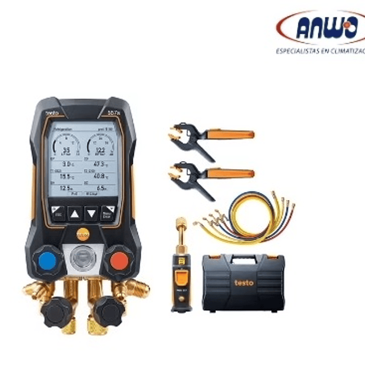 MANIFOLD SMART CON SENSORES INALAMBRICOS DE TEMPERATURA ,VACIO Y MANGUERAS TESTO 557s 1