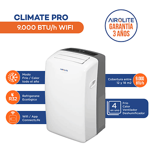 AIRE ACONDICIONADO PORTÁTIL AIROLITE CLIMATE PRO- 9000 BTU WIFI