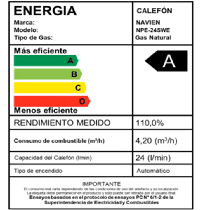 CALEFÓN MURAL DE CONDENSACIÓN KD NAVIEN NPE 2﻿CALEFÓN MURAL DE CONDENSACIÓN KD NAVIEN NPE 24 L/M NG4 L/M NG 2