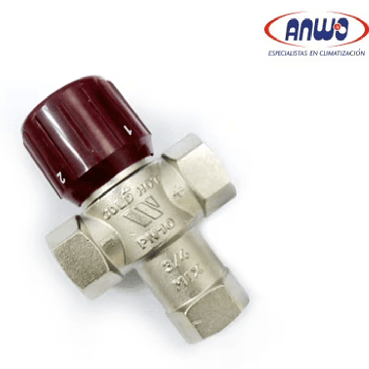 VALVULA MEZCLA ACS TERMOSTATICA 3 VIAS AQUAMIX 3/4 HI 42-60 GRADOS 1