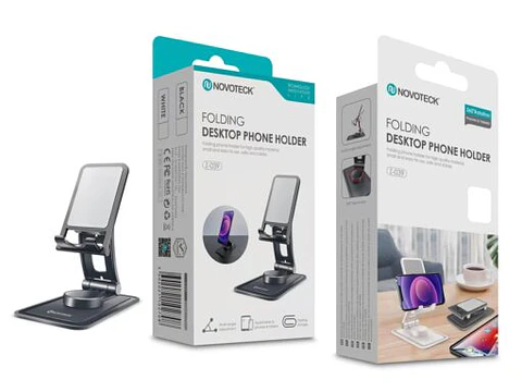 Suporte de Mesa Dobrável - ara Telemóveis e Tablets – Rotação 360°, Ajuste Multi-ângulo, Design Portátil