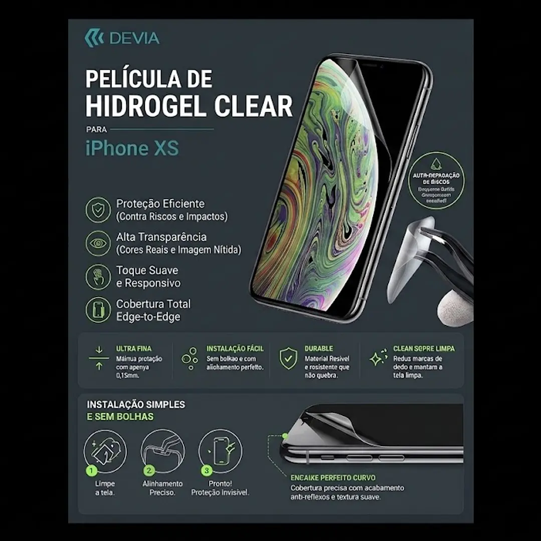 Película Hidrogel DEVIA iPhone XS | ACM85 Eletronnic 1