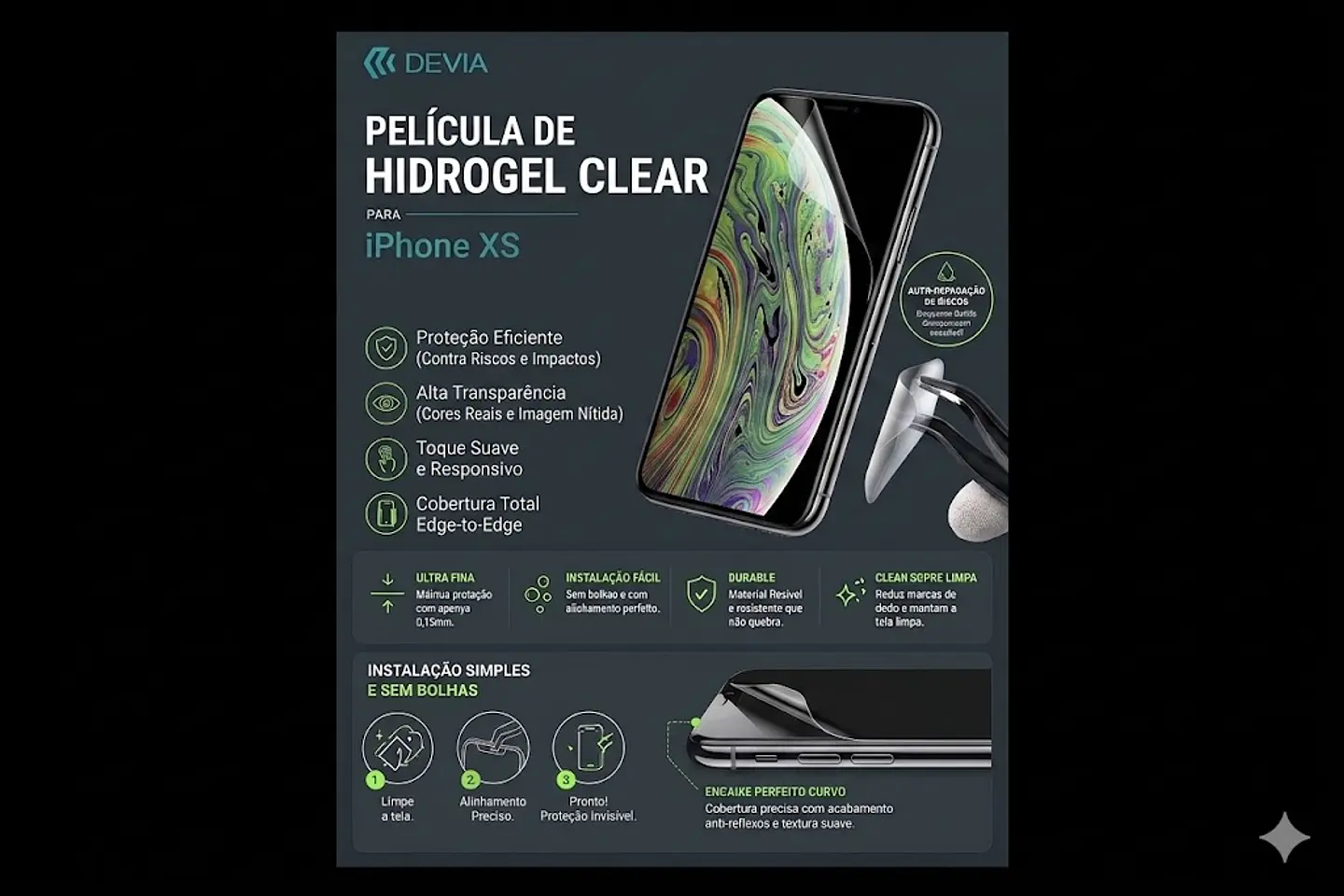 Película Hidrogel DEVIA iPhone XS | ACM85 Eletronnic 1