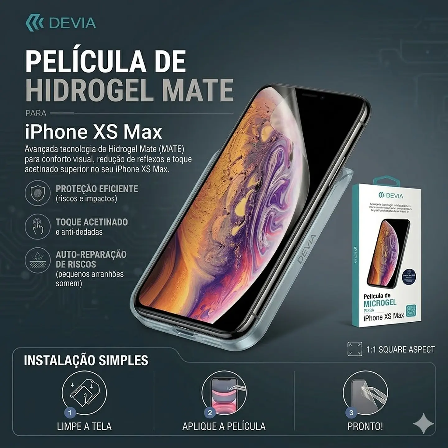 Película Hidrogel DEVIA iPhone Xs Max Mate | ACM85 1