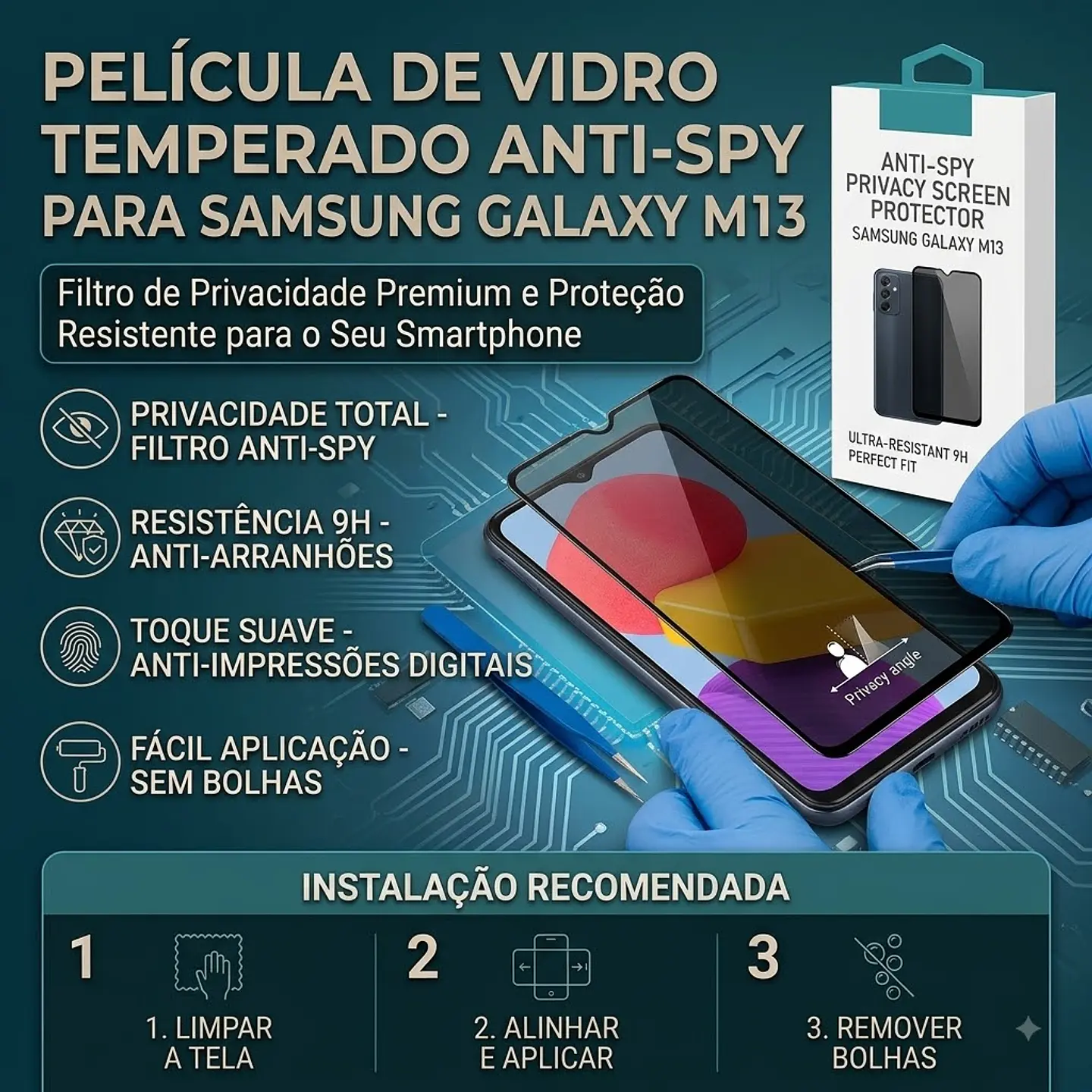 Película Vidro Anti Spy Samsung M13 | Privacidade ACM85 1