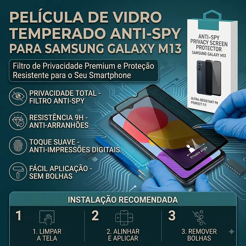 Película Vidro Anti Spy Samsung M13 | Privacidade ACM85 1