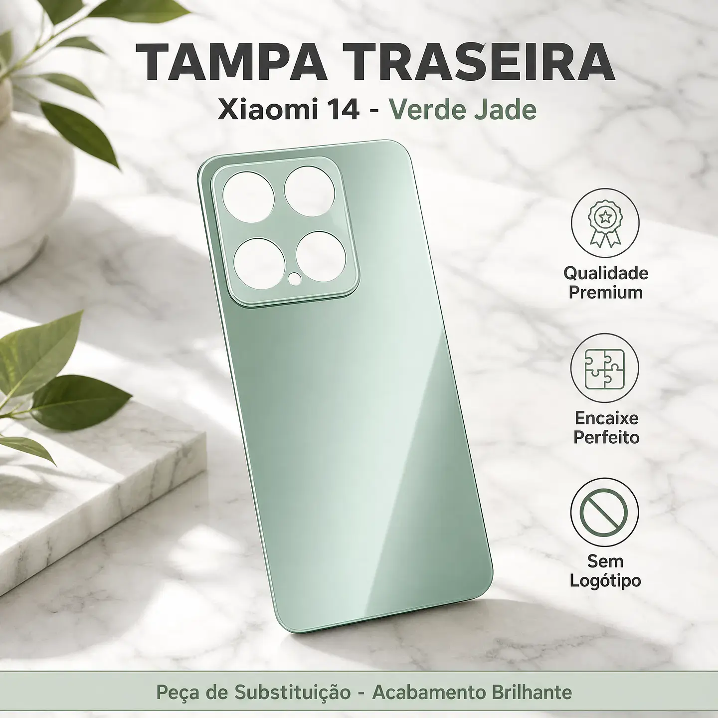 Tampa Traseira Xiaomi 14 Verde Jade Sem Marca | Peça ACM85 1