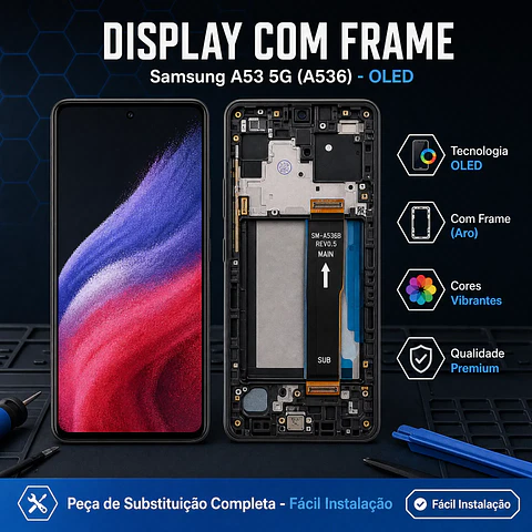 Display OLED com Frame Samsung A53 5G (A536) | Peça ACM85