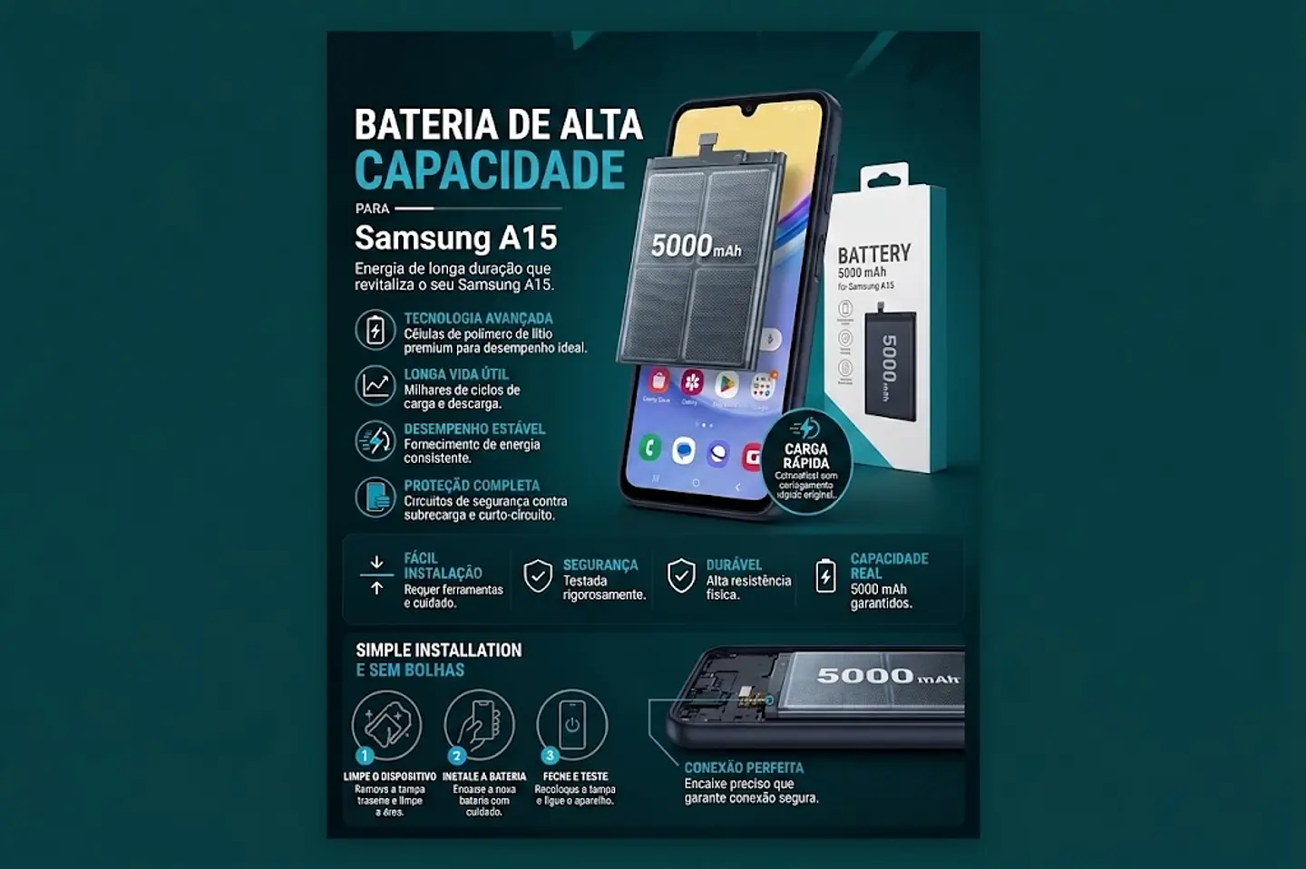 Bateria Samsung Galaxy A15 5000mAh | Peça ACM85 Eletronnic 1