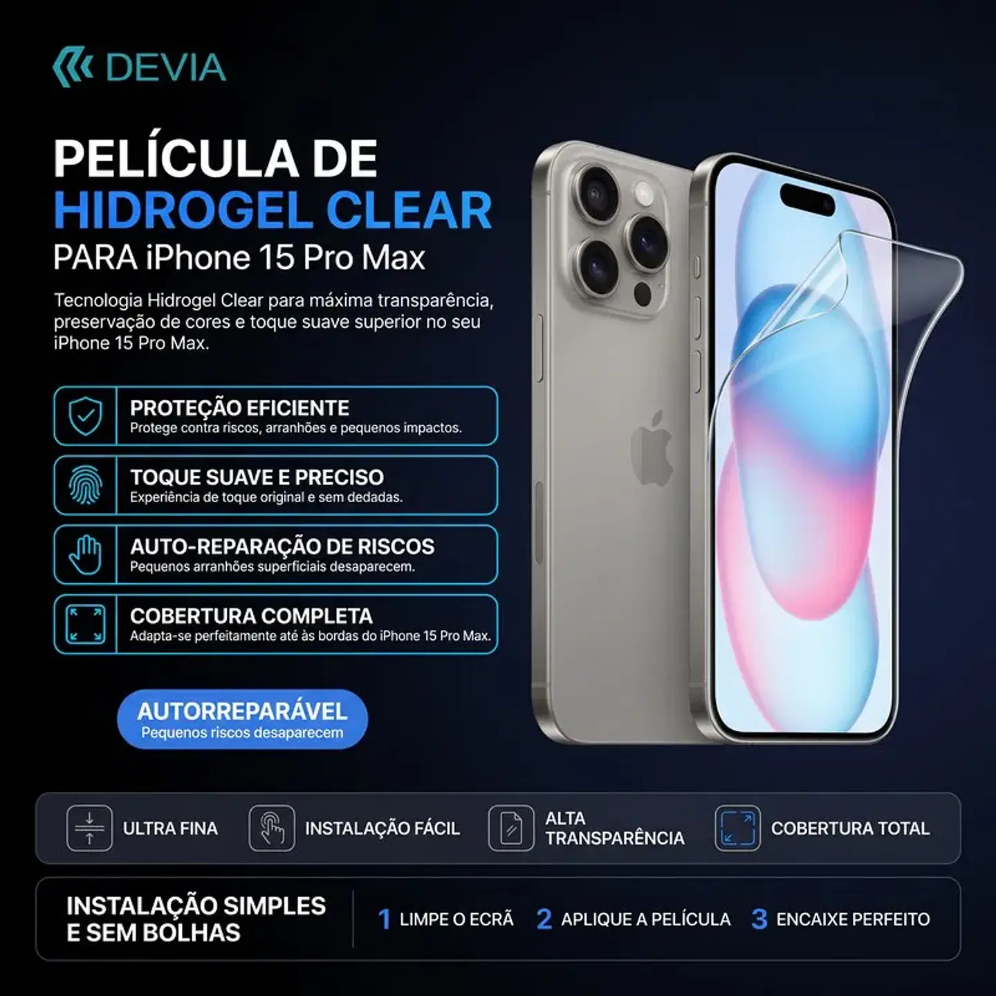 Película Hidrogel DEVIA iPhone 15 Pro Max | ACM85 1