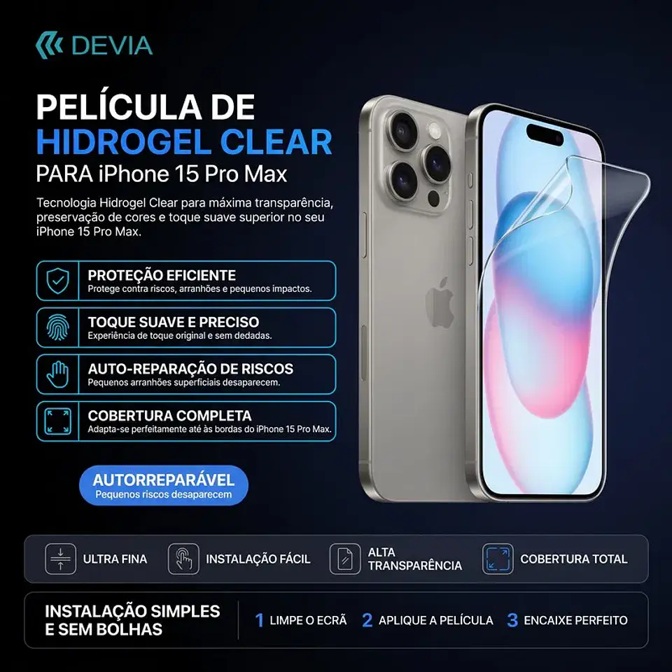 Película Hidrogel DEVIA iPhone 15 Pro Max | ACM85 1