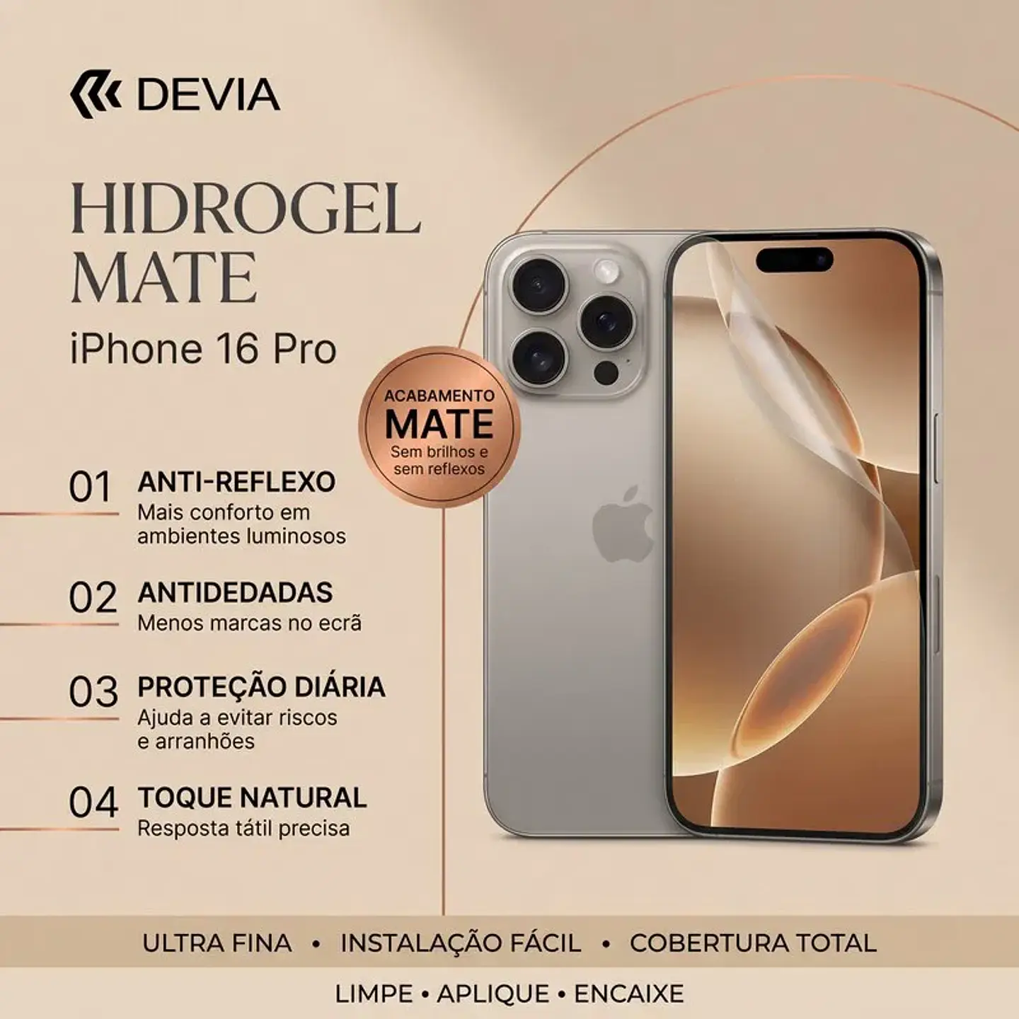 Película Hidrogel Mate DEVIA iPhone 16 Pro | ACM85 1