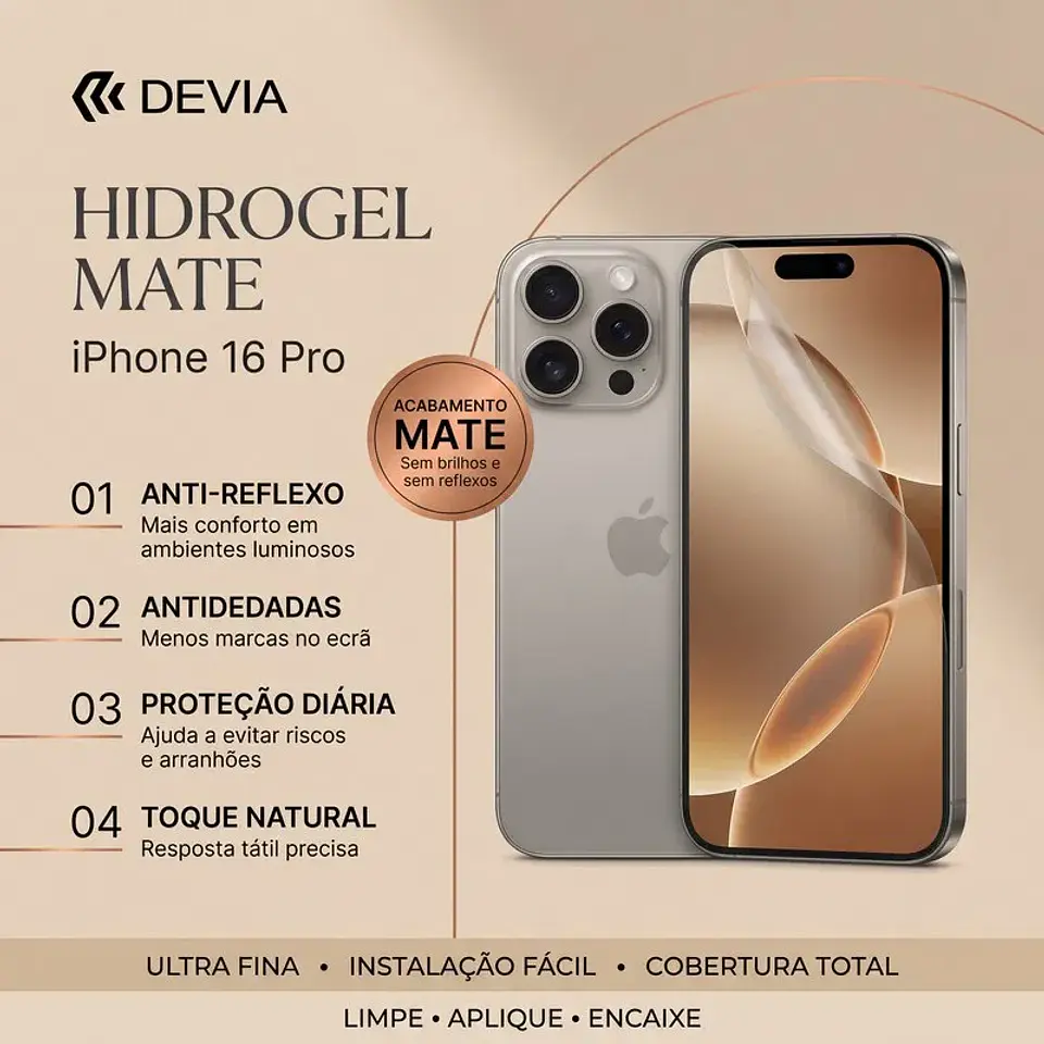Película Hidrogel Mate DEVIA iPhone 16 Pro | ACM85 1