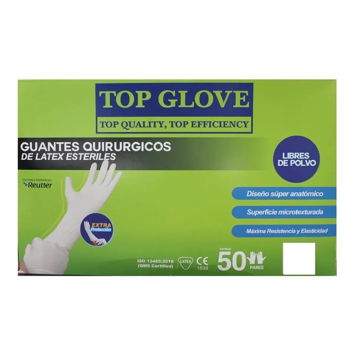 Guantes Quirúrgicos Libre De Polvo Top Glove x50un