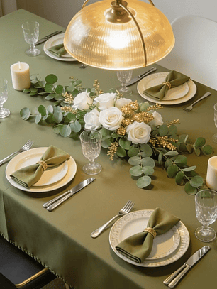 Mantel Rectangular 210×145 Cm Bistrech Verde Oliva