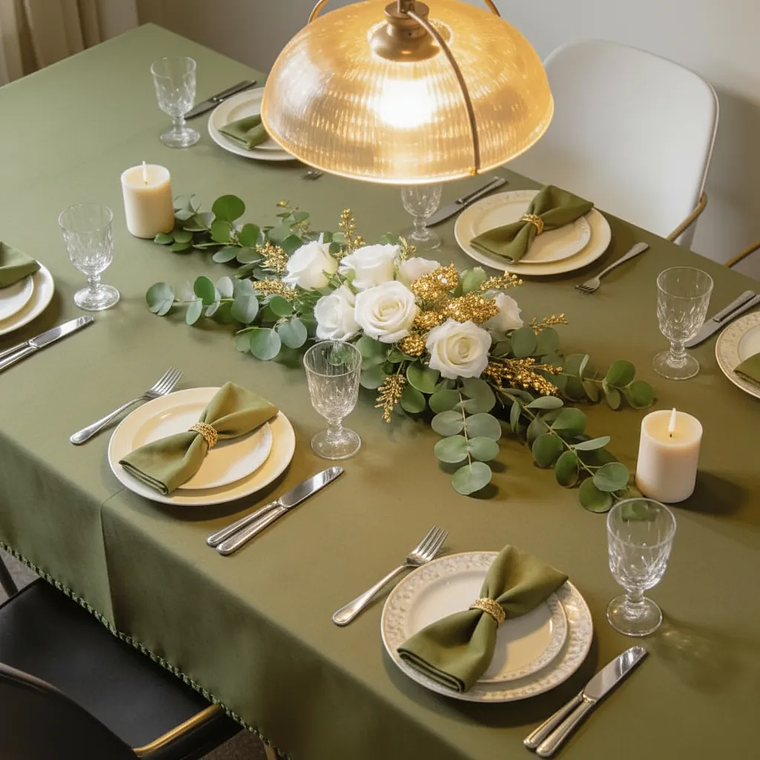 Mantel Rectangular 210×145 Cm Bistrech Verde Oliva 2