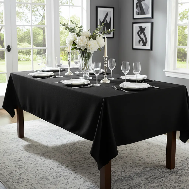 Mantel Rectangular 210×145 Cm Bistrech Negro 1
