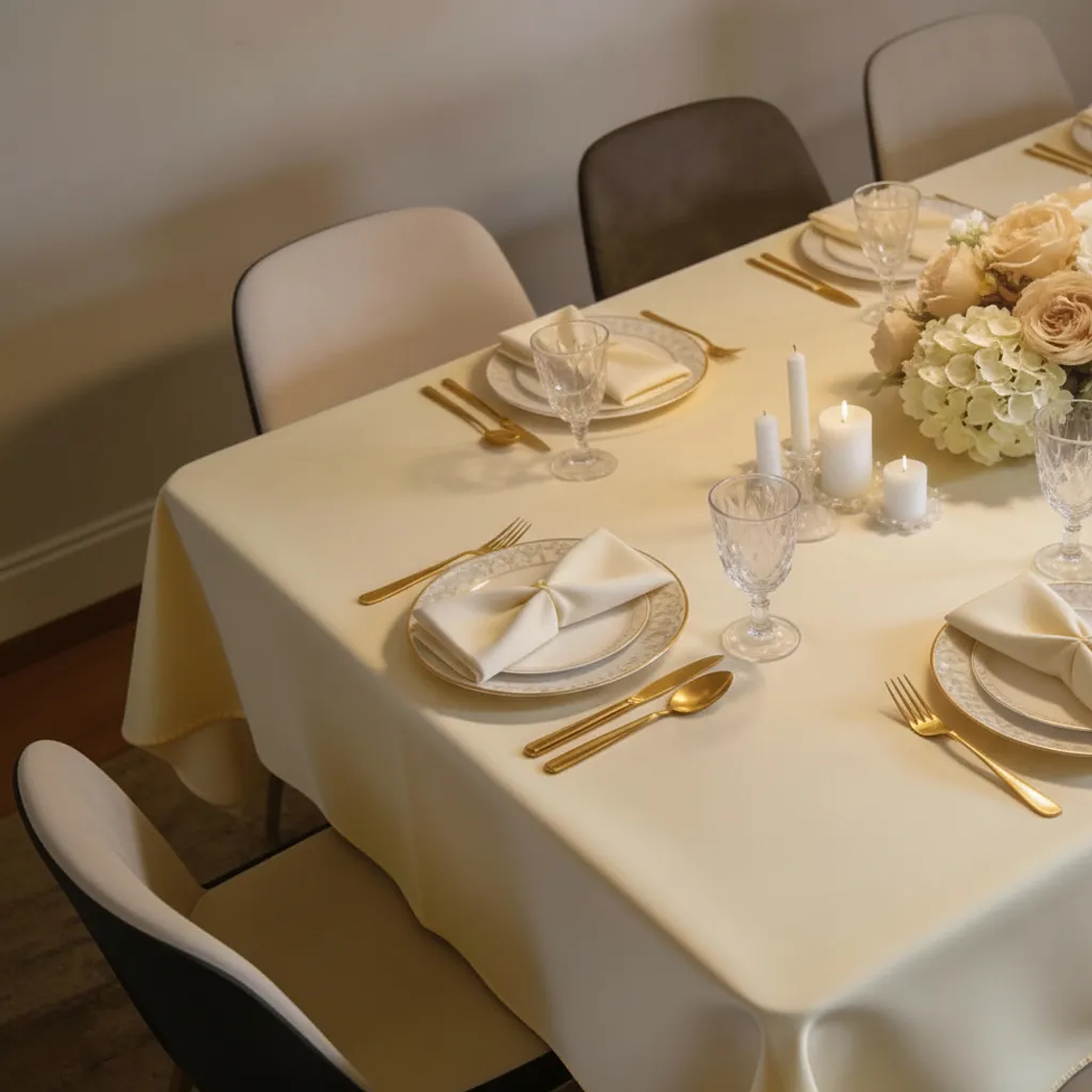 Pack de 5 Manteles Rectangular 210×145 Cm Bistrech Crema 1