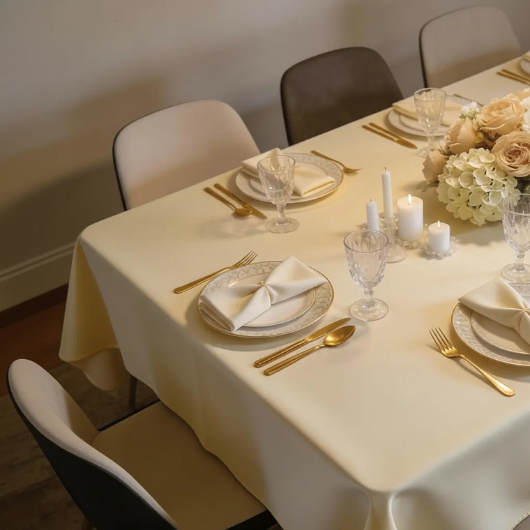 Pack de 5 Manteles Rectangular 210×145 Cm Bistrech Crema 1